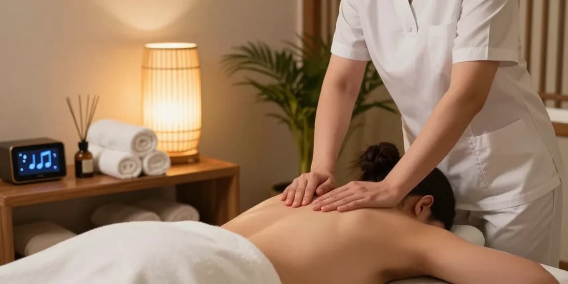 Relaxing 서울출장안마 session showcasing a serene massage environment with calming oils and soft lighting.
