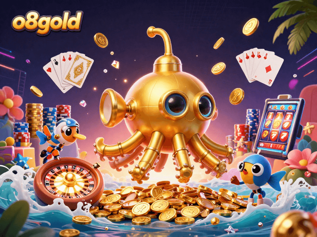 Experience the thrilling world of o8gold with an engaging underwater casino adventure illustrated in vibrant detail.