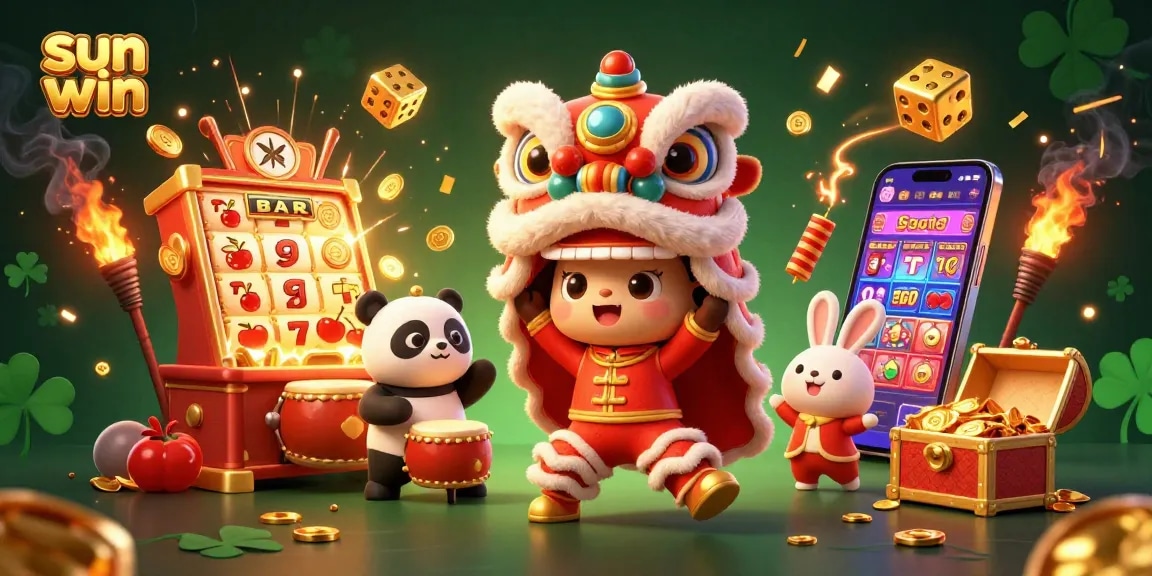 Experience the sun win jackpot explosion with vibrant characters and casino elements in high-quality 3D.