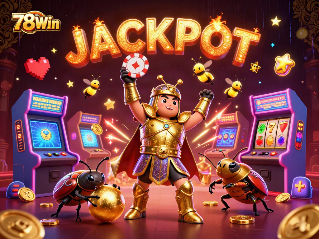 Experience thrilling gameplay with 78Win amidst vibrant casino-themed characters and elements.