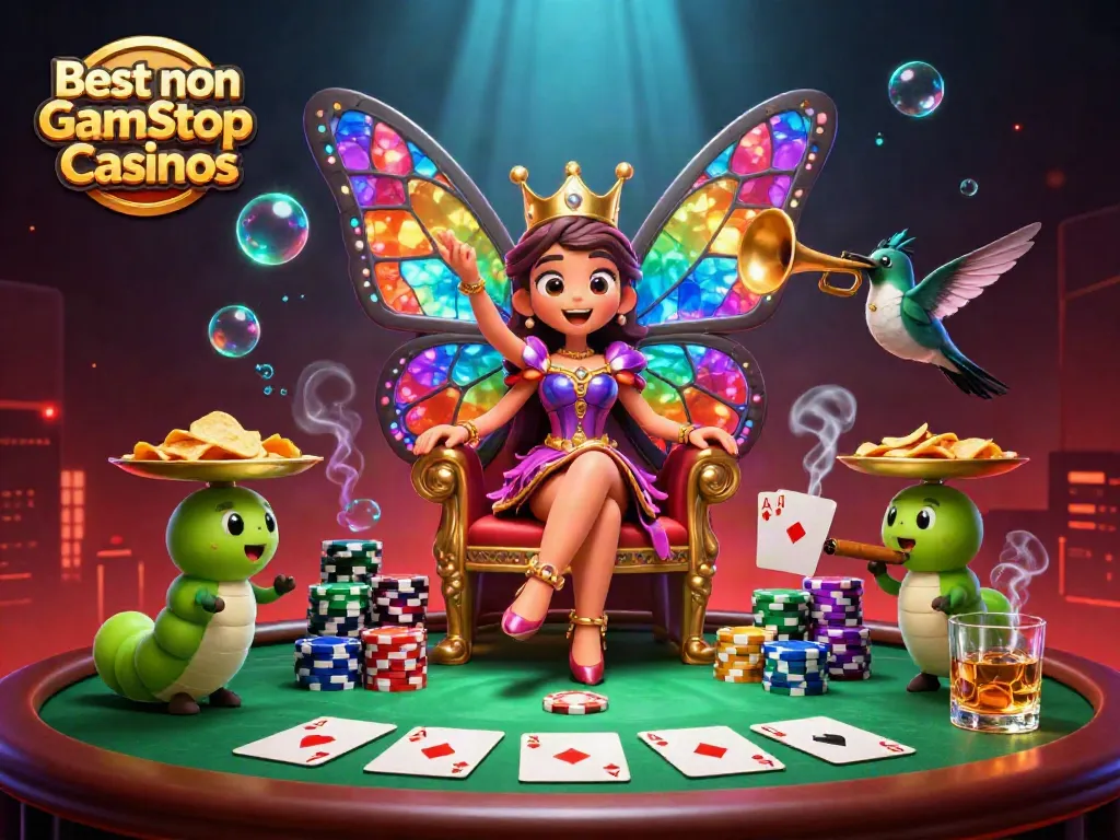 Experience the excitement of Best non Gamstop Casinos with vibrant casino-themed 3D art.
