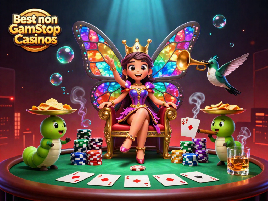 Experience the excitement of Best non Gamstop Casinos with vibrant casino-themed 3D art.